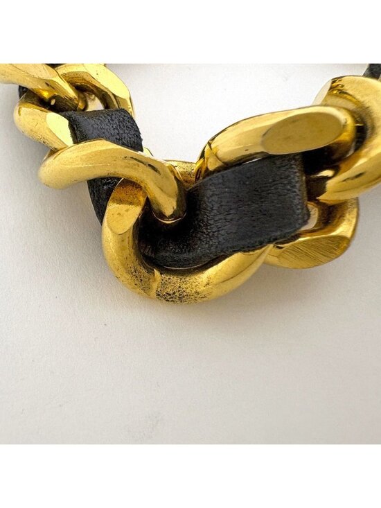 Chanel CC Logo Chain Belt Leather Gold Black main image 4